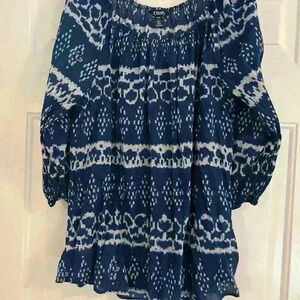 Blue and white blouse